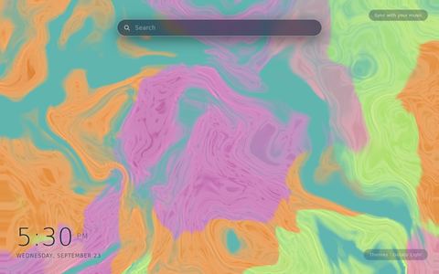 Gelato Light New Tab theme: pastel pink, orchid, orange and lime smoke drifting over a bright aqua-teal background with dark clock text