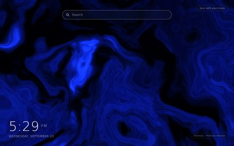 Phthalo Smoke New Tab theme: dense folds of deep phthalo blue smoke with pale highlights filling the Chrome New Tab page