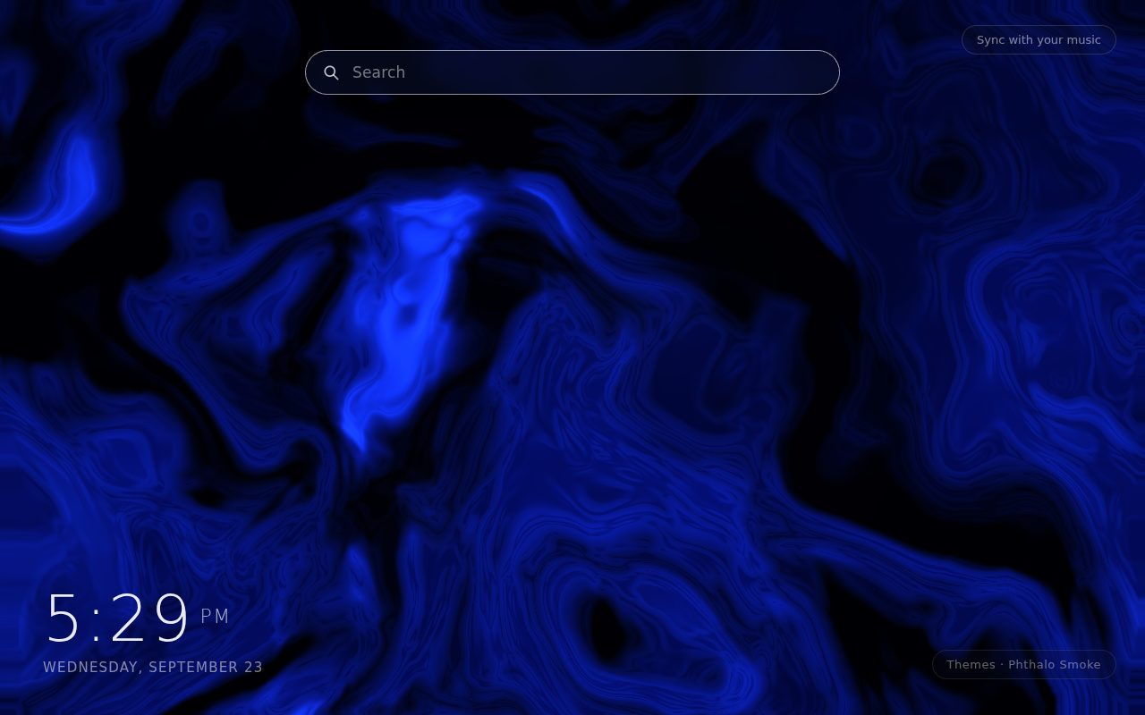 Phthalo Smoke New Tab theme: dense folds of deep phthalo blue smoke with pale highlights filling the Chrome New Tab page