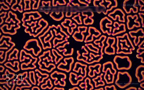 Reaction-Diffusion living wallpaper: a field of dividing cell-like blobs and coral ridges